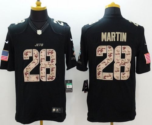 Nike Jets #28 Curtis Martin Black Men's Stitched NFL Limited Salute to Service Jersey